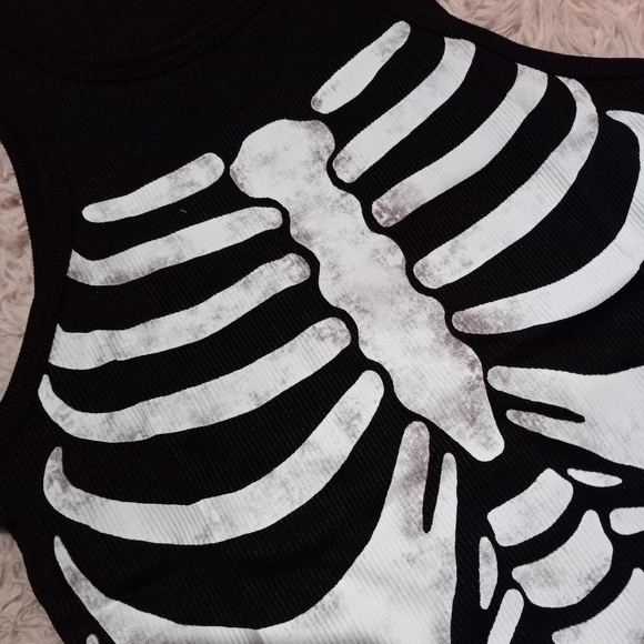 Rad skeleton ribcage cropped tank top! NWOT! Stretchy! Only black shade atm - Picture 2 of 7